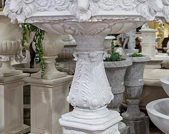 Fonte de Mármore Branco Luxuosa: Decoração para Pátio e Jardim