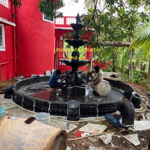 White Marble Fountain the Luxury Stone Handcrafted Timeless Garden Centerpiece