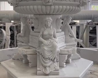 Fonte de mármore ao ar livre com água em cascata - realce a beleza do seu jardim