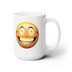 Big Smile Happy Face Emoji Coffee Ceramic Mug 15oz - Christmas - Birthday Gift
