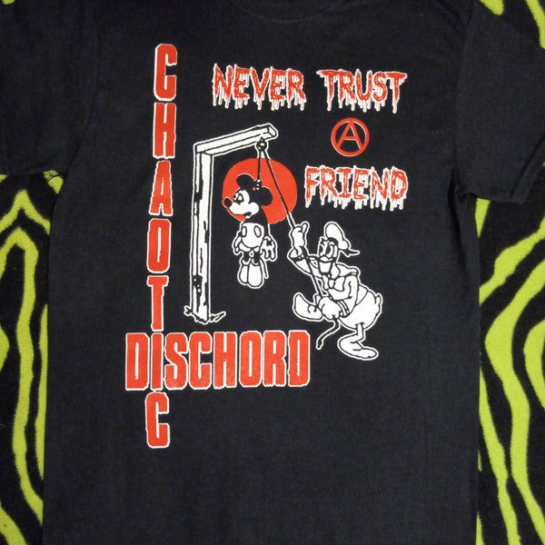 Chaotic Discord "Never Trust A Friend" Mickey Mouse Donald Duck DIY Shirt PUNK!