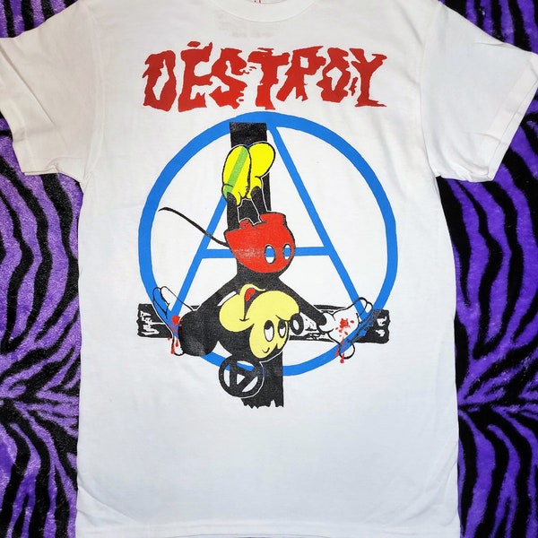 DESTROY Crucified Mickey Mouse Chaos Punk Seditionaries Disney DIY screenprinted shirts Up the punx!