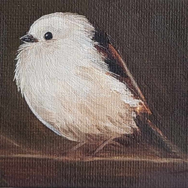 Petites peintures à l'huile : petits oiseaux (9 x 6,5 cm)