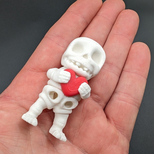 Skeleton Valentine's Tiny Skeleton Valentine 3D Printed Articulated Tiny Toy Unique Romantic Gift for Stress Relief
