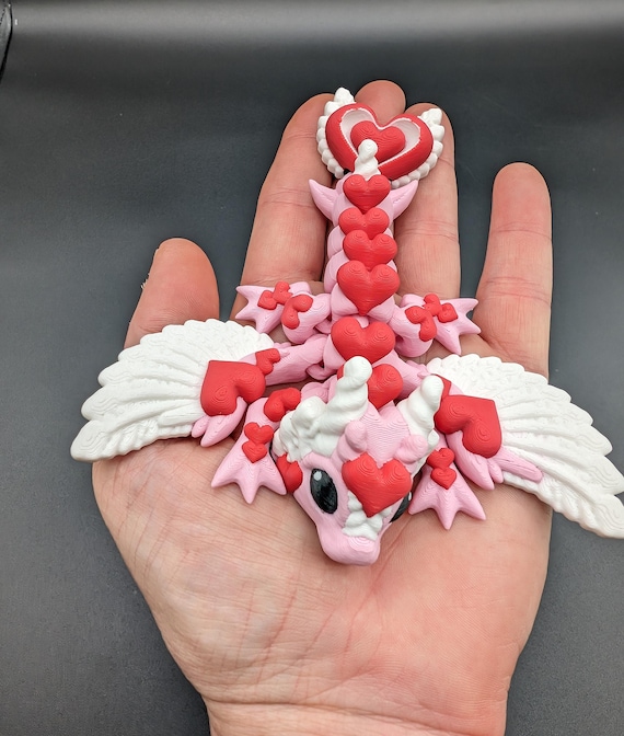 Valentine Dragon Heart Dragon Articulating Bookshelf Decor