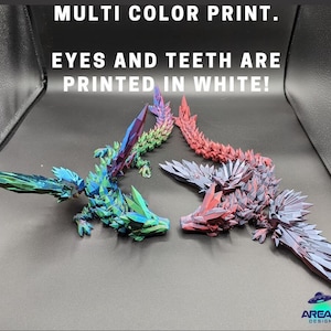 Winged Dragon Crystal winged Dragon 3d printed Dragon Articulated winged Dragon 3D Printed Sensory Stress Fidget Dragon fidget