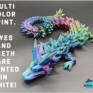 Dragon Crystal Dragon 3d printed Dragon Articulated Dragon 3D Printed Sensory Stress Fidget Articulated Crystal Dragon Fidget dragon fidget