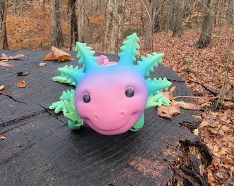 3D Printed Articulated Axolotl Fidget Toy: Poseable Reptile Art