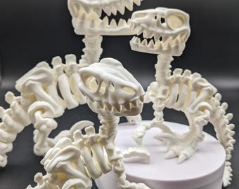 3D Printed Articulated Raptor Skeleton Toy, Eco-Friendly PLA