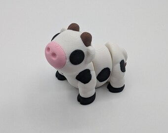 3D Printed Baby Cow Fidget Toy, Articulated Stress Relief