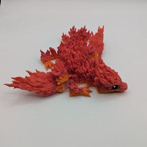 Dragon Baby Phoenix Fire Pyro Dragon Articulating Flexi By Cinderwing Fidget Toy Desk Stress Toy Dragon Decoration 3D Printed