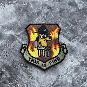 MTI This Is Fine Dog Patch Custom Patch. Perfect Military Patch. OCP. Funny! Hook N Loop. Camo Hat.*Limited Time Run, Order soon!*
