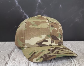 Snapback OCP Ripstop.  Perfect Multicam hat for hunting or Army and Air Force uniforms, Nametape & front rank velcro options are available.