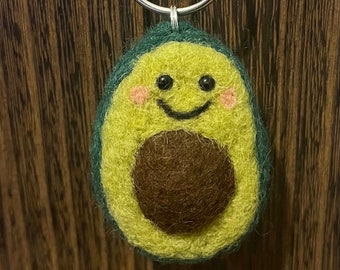 Avocado bag charm - needle felted