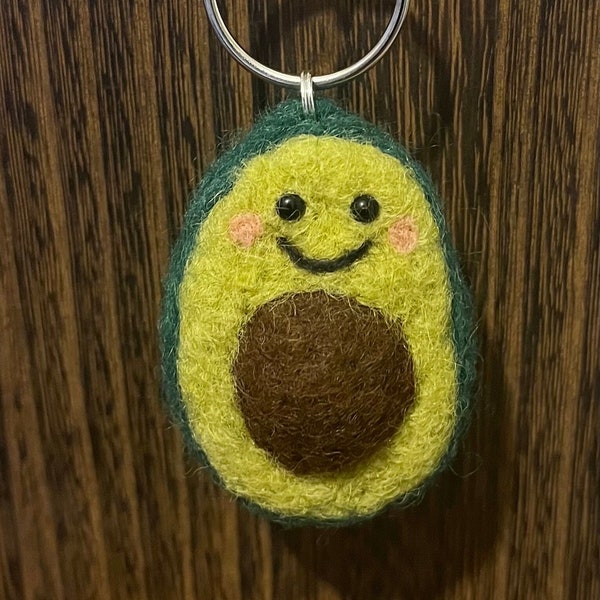 Avocado bag charm - needle felted