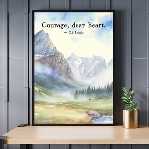 CS Lewis Wall Art, Citazioni di CS Lewis, Download digitale stampabile di Narnia, Coraggio caro cuore, Stampa Aslan, Lucy, Il viaggio del veliero