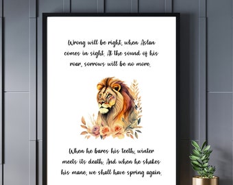 CS Lewis Wall Art, CS Lewis Quotes, CS Lewis Printable, Chronicles of Narnia, The Lion, the Witch and the Wardrobe, Aslan Digital Print