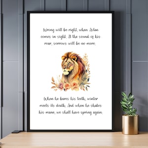 CS Lewis kunst aan de muur, CS Lewis citaten, CS Lewis afdrukbare, kronieken van Narnia, de leeuw, de heks en de kleerkast, Aslan digitale print