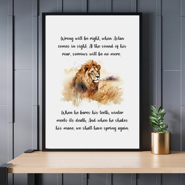 CS Lewis Wall Art, CS Lewis Quotes, CS Lewis Printable, Chronicles of Narnia, The Lion, the Witch and the Wardrobe, Aslan Digital Print