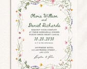 Floral Rehearsal Dinner Invitation Template, Elegant Botanical Wedding Invite (Canva)