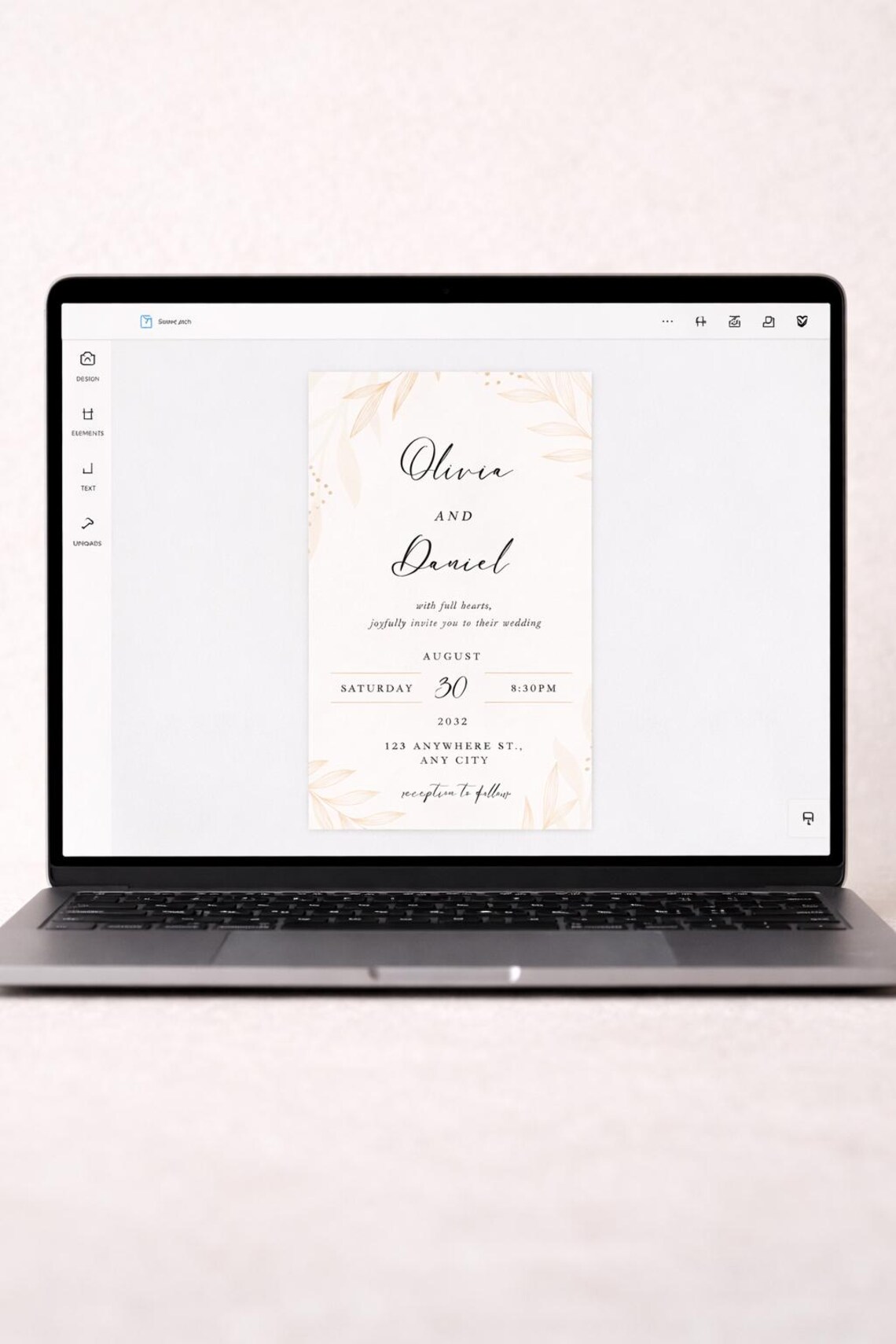 Editable Wedding Invitation Template | Minimal Botanical Wedding Invite ...