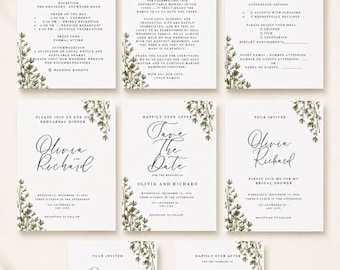 Elegant Wedding Invitation Suite Template, Canva Bundle, Timeless Stationery (Digital Download)