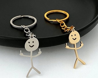 Funny Middle Finger Stick-man, Cat, Dog & Frog keychain, funny gifts, funny keychain, funny key-ring