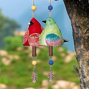 Colorful wind chimes, home decoration, housewarming gift, birthday gift, handmade bird statue wind chimes, bird ornaments