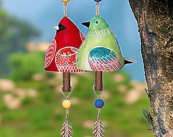 Colorful wind chimes, home decoration, housewarming gift, birthday gift, handmade bird statue wind chimes, bird ornaments