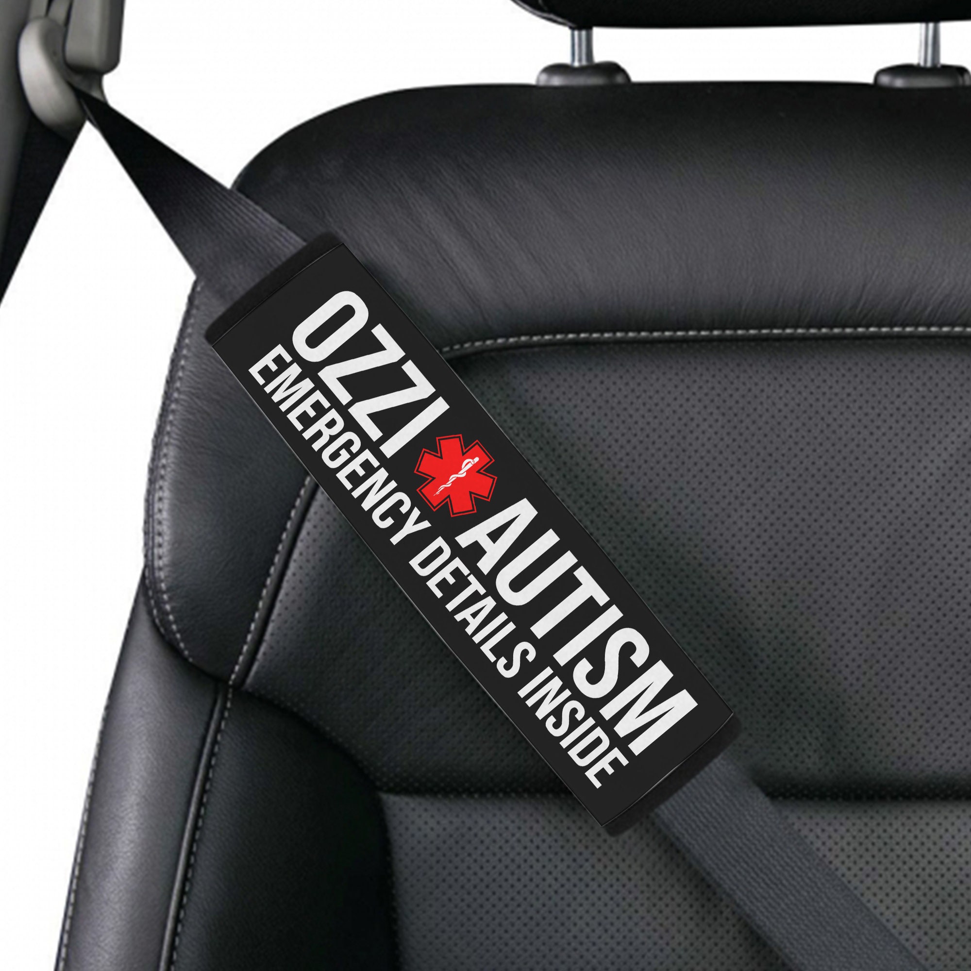 Car Seat Sized Autism Medical Alert Seat Belt Cover, Autism Awareness