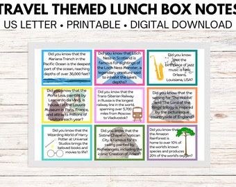Travel Lunch Box Notes | Travel Trivia | Travel Facts | Lunch Box Notes | Lunch Box Notes for Kids | Travel Cards