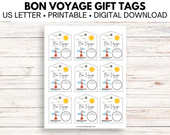 Etiquetas de regalo Bon Voyage / Etiquetas de extensión de pescado / Etiquetas de regalo de crucero