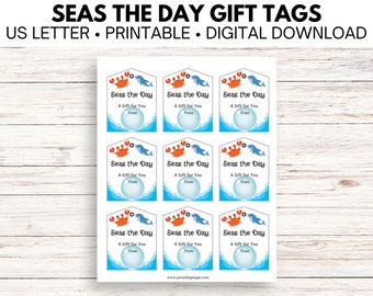 Etiquetas de regalo Seas the Day / Etiquetas de regalo de crucero / Etiquetas extensoras de pescado