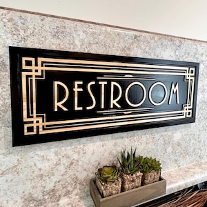 Speakeasy Restroom Sign: 1920s Prohibition Bar Decor Bathroom Plaque