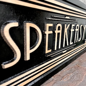 Speakeasy Sign: Prohibition Carved Wood Bar Decor Retro Cocktail Lounge Plaque