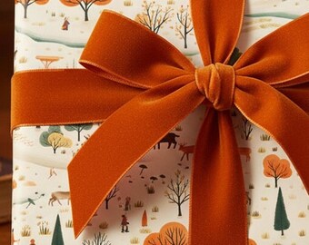Papel de regalo de bosque otoñal: árboles y animales vibrantes