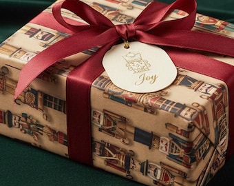 Nutcracker Christmas Wrapping Paper: Classic Toy Soldiers, Brown Figurine