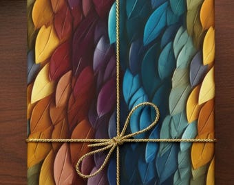 Feather & Leaf Gift Wrapping Paper: Earth Tone Elegance