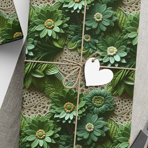 Green Gift Wrap Sunflower Wrapping Paper Green Lace Floral Gift Tan Green Flower Wrapping Paper Green Floral Gift Wrap Green Crochet Paper