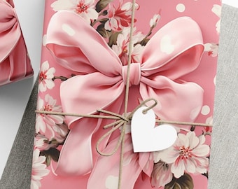 Pink Coquette Wrapping Paper: Romantic Flower Gift Wrap for Her
