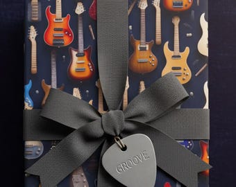 Electric Guitar Wrapping Paper: Vibrant Musician Gift Wrap, Band Member Gift