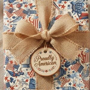 American Patriotic Gift Wrap: Abstract Red, White, and Blue Design image 1