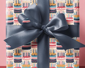Birthday Cake Wrapping Paper: Colorful Candle Print, Party Gift Wrap
