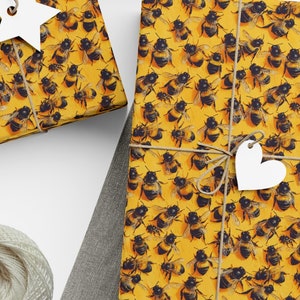Bee Wrapping Paper Yellow Gift Wrap Cute Bee Gift Wrap Honey Bee Paper Nature Party Wrap Bumblebee Gift Wrap Design Paper
