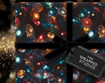 Festive Bokeh Lights Wrapping Paper: Colorful Sparkle Christmas Gift Wrap Roll