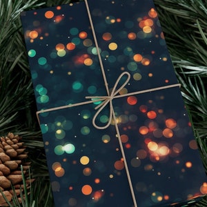 Holiday Bokeh Wrapping Paper Christmas Gift Wrap Dark Photography Light Spots Holiday color Photographer Gift Idea Photograph wrapping paper