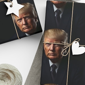 Funny Donald Trump Portrait Wrapping Paper: Gag Gift