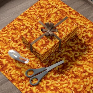 Mac N Cheese Wrapping Paper Vibrant Design Gift Wrap Yellow Macaroni Cheese Tubes Gag Gifts Teenager Pop Culture Fun Unique Gift Wrap
