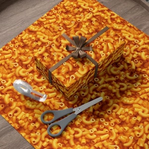 Mac N Cheese Wrapping Paper Vibrant Food Gift Wrap Yellow Macaroni Cheese Tubes Gag Gifts Teenager Pop Culture Fun Unique Gift Wrap