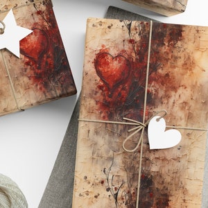 Red Heart Wrapping Paper Romantic Gift Wrap Love Themed Paper Valentine&#39;s Day Packaging Wedding Birthday Celebration Decor Paper Parchment